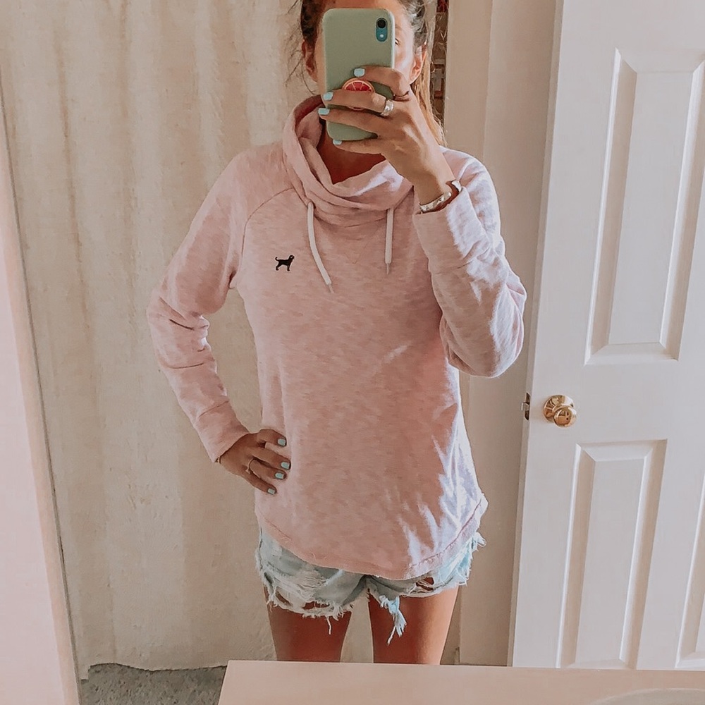 Woman’s Pink Black Dog cowl neck sweatshirt